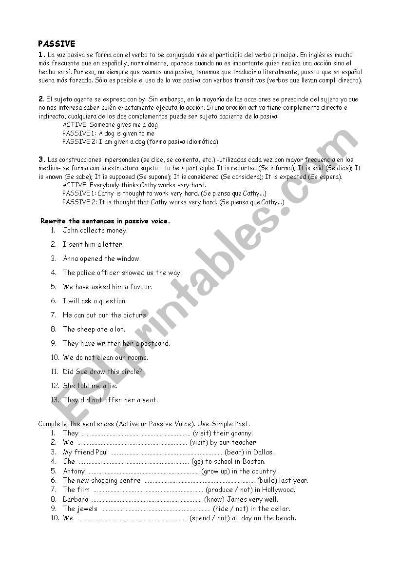 Passive Voice worksheet