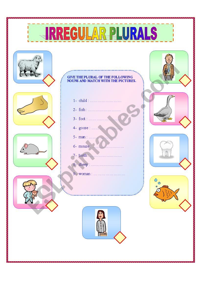 IRREGULAR PLURALS worksheet