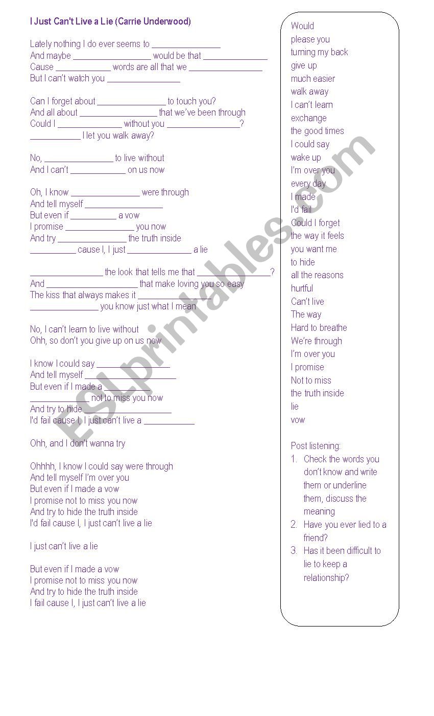 cloze activities worksheet