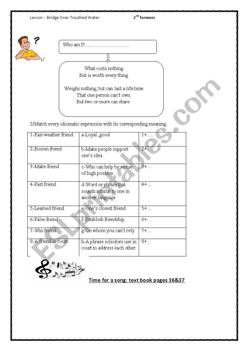 FRIENDSHIP worksheet