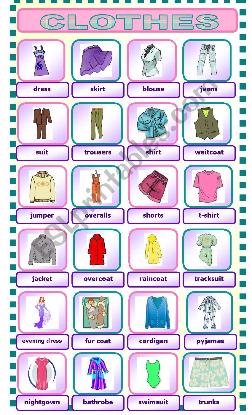 CLOTHES - ESL worksheet by catyli
