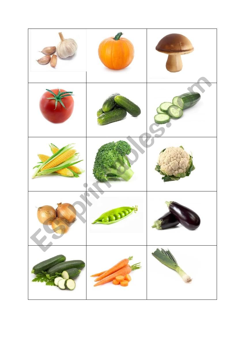 Vegetables worksheet