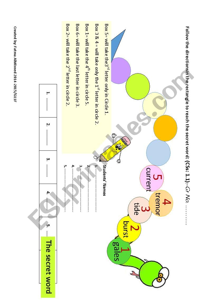 The Snake Game worksheet