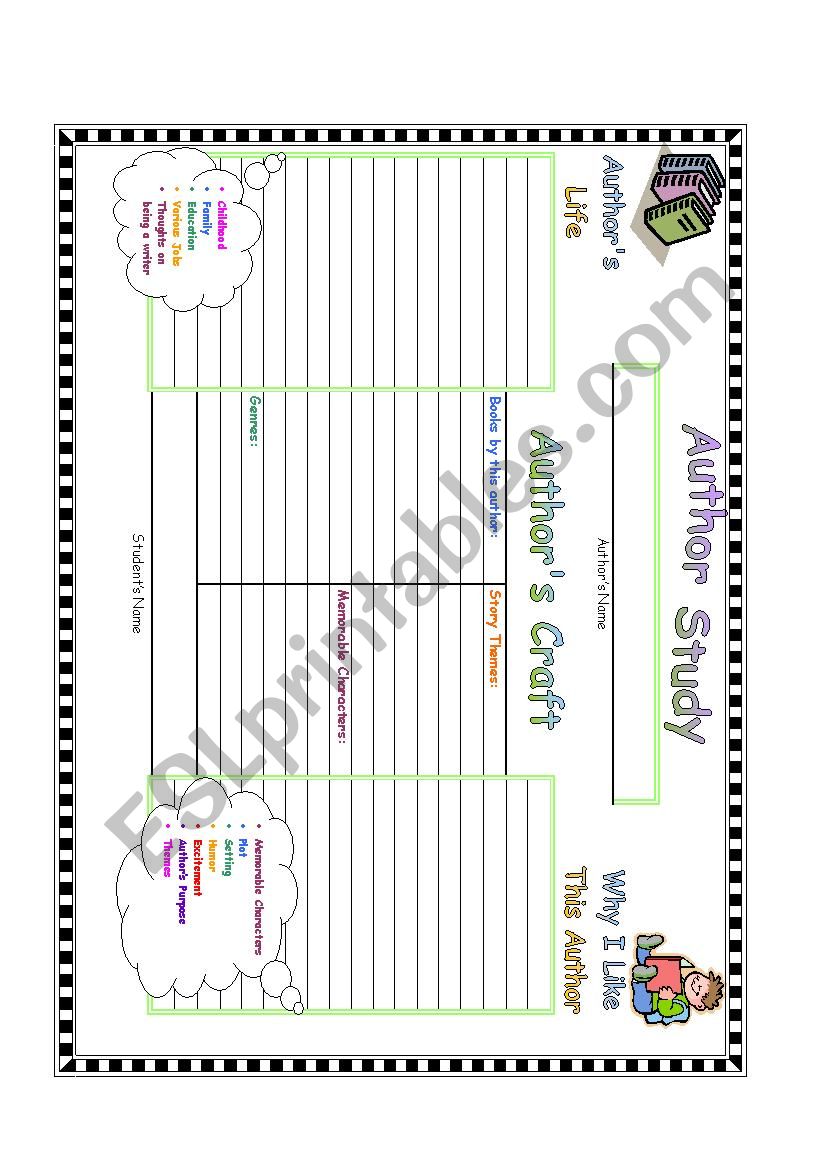 Authors Study Chart worksheet