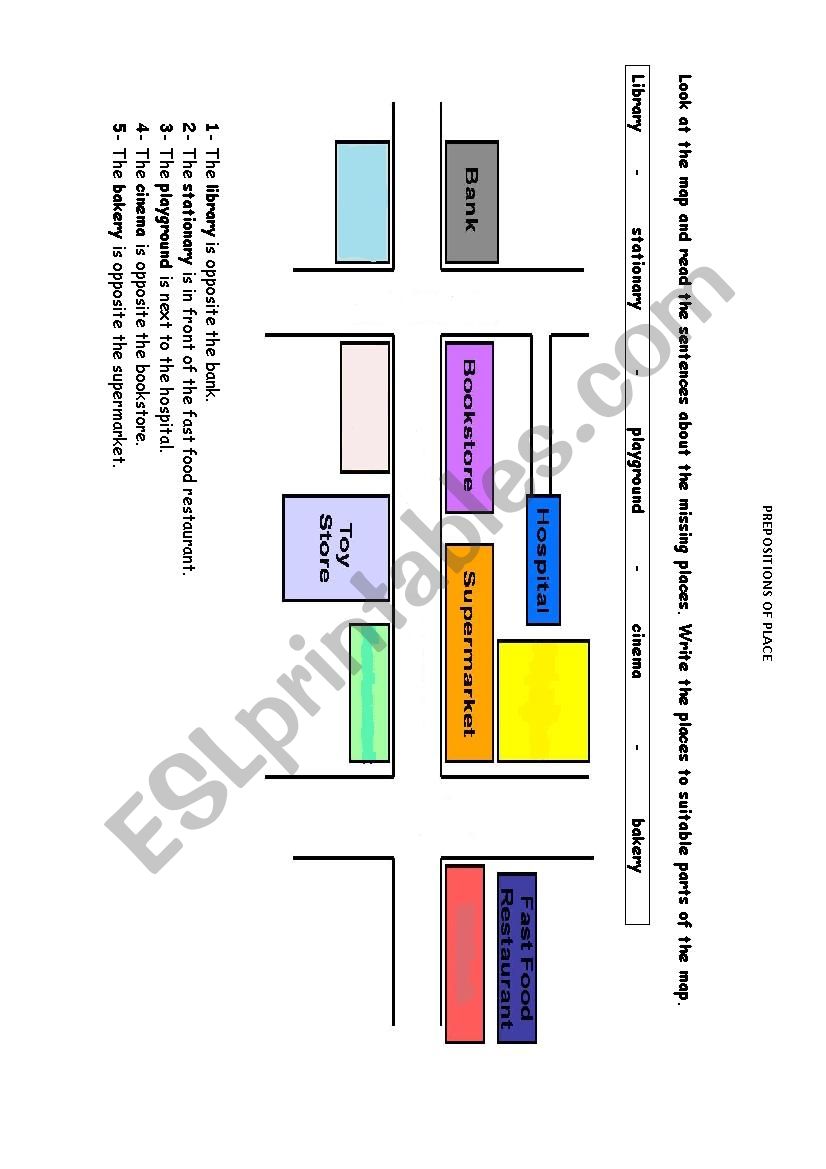 prepositions of place worksheet