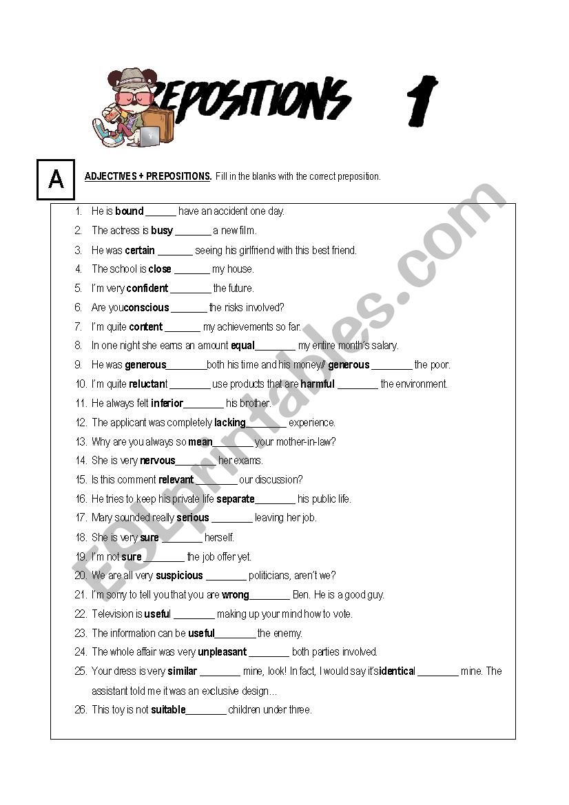 PREPOSITIONS I - WITH KEY INCLUDED!