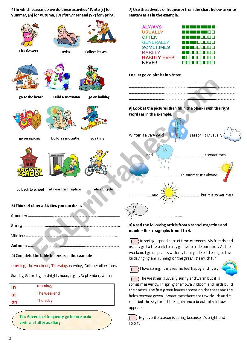 weather writing about seasons(part 2)