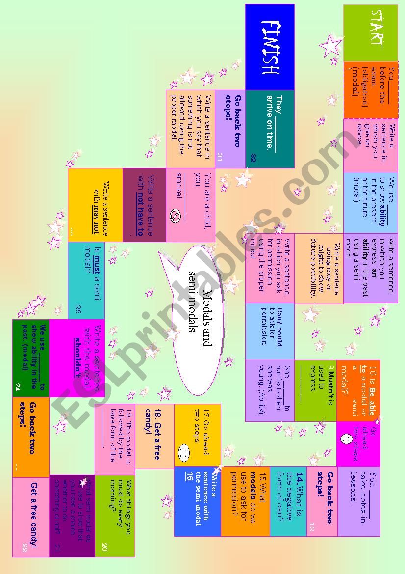 a board game on modals and semi modals