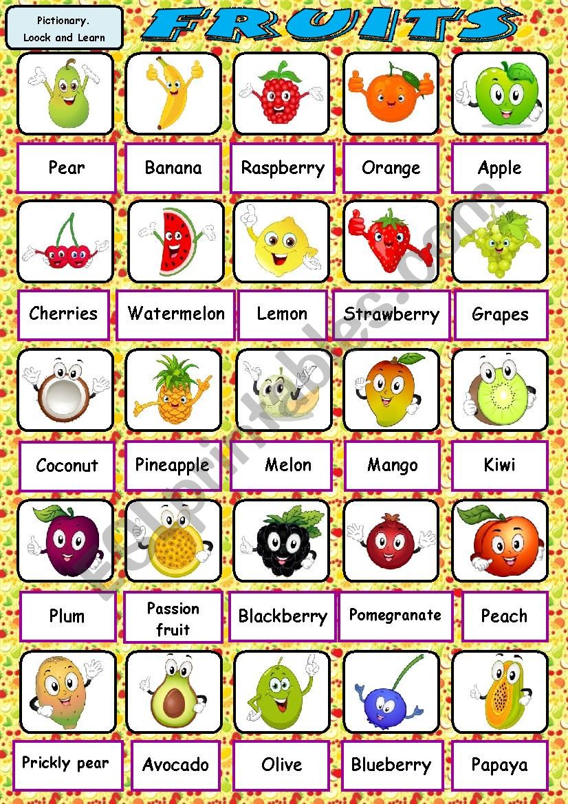 Fruits Pictionary worksheet