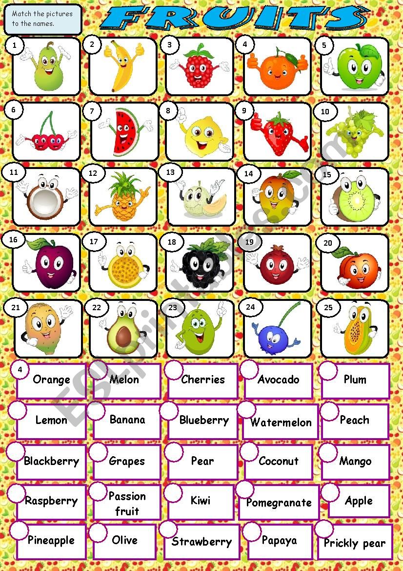 Fruits worksheet