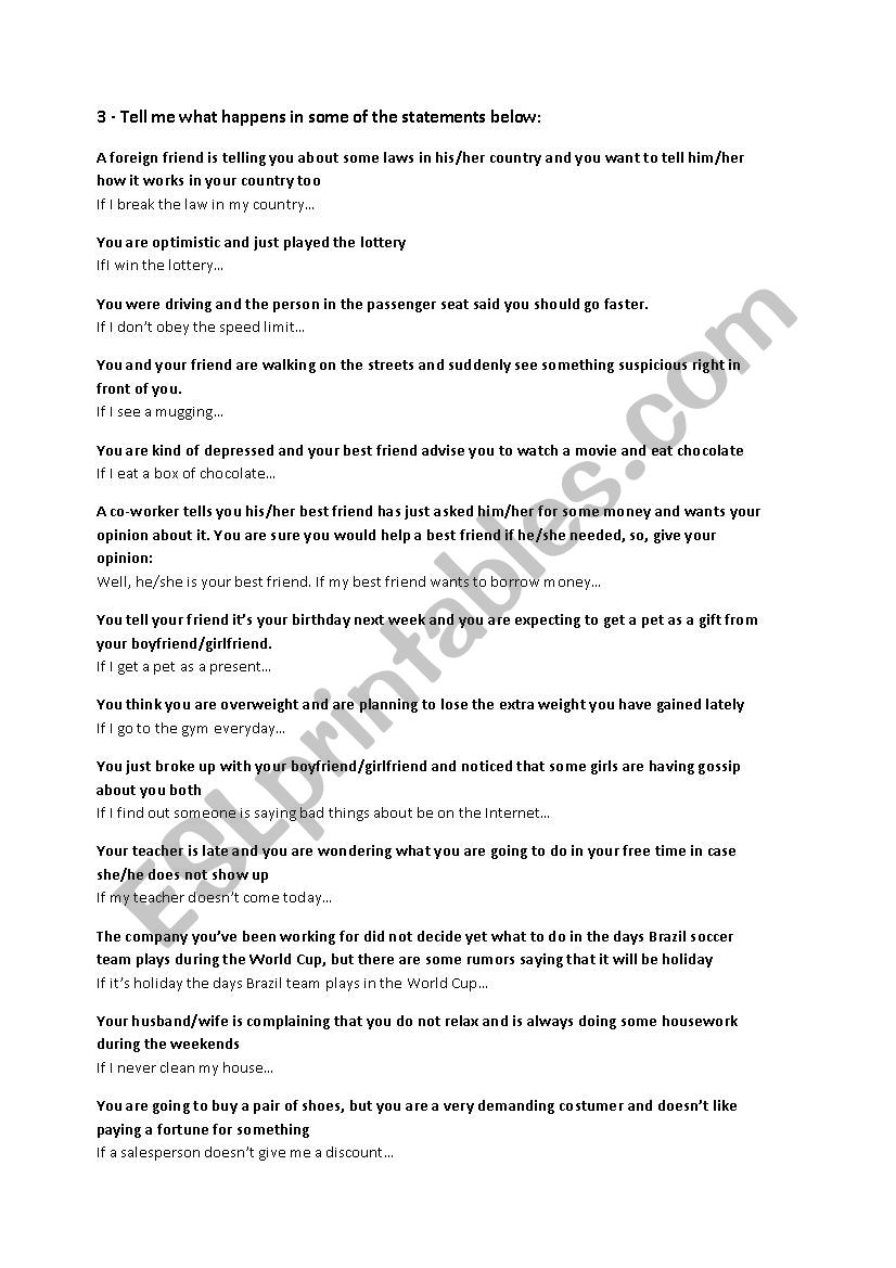 3rd CONDITIONAL CONVERSATION worksheet
