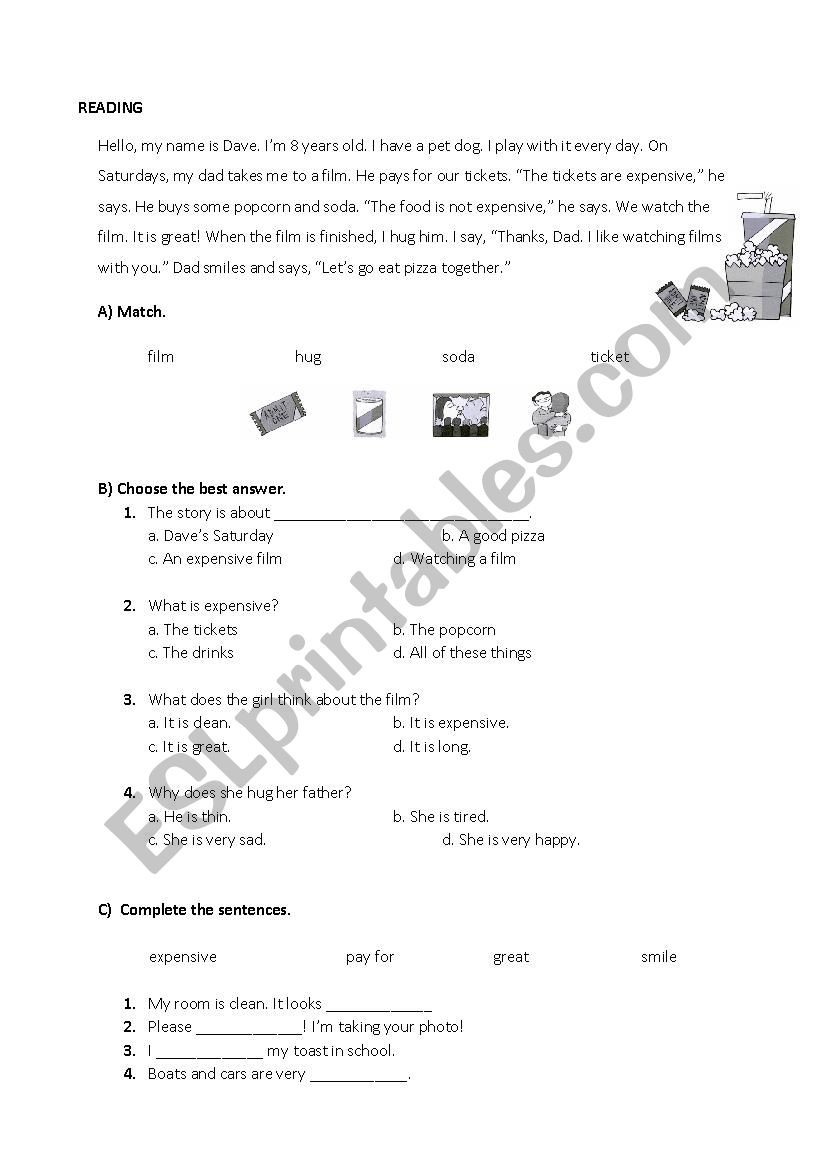 reading comprehension worksheet