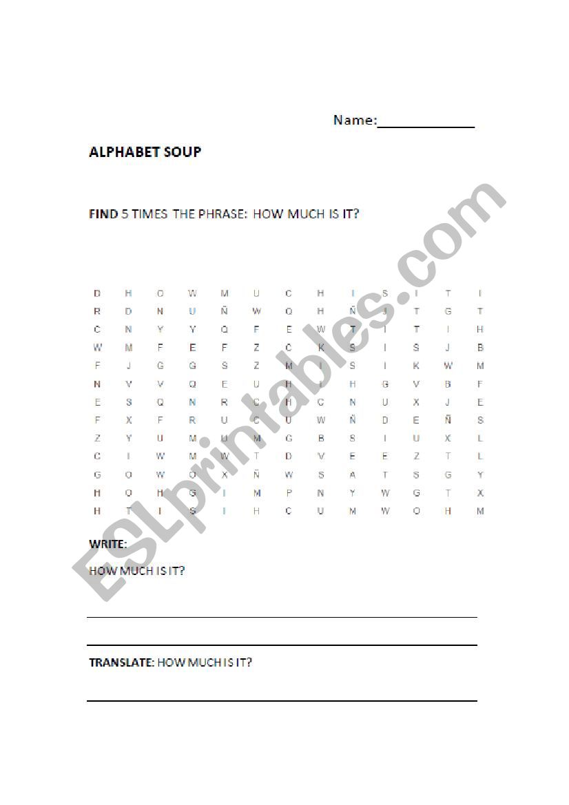 Alphabet soup worksheet