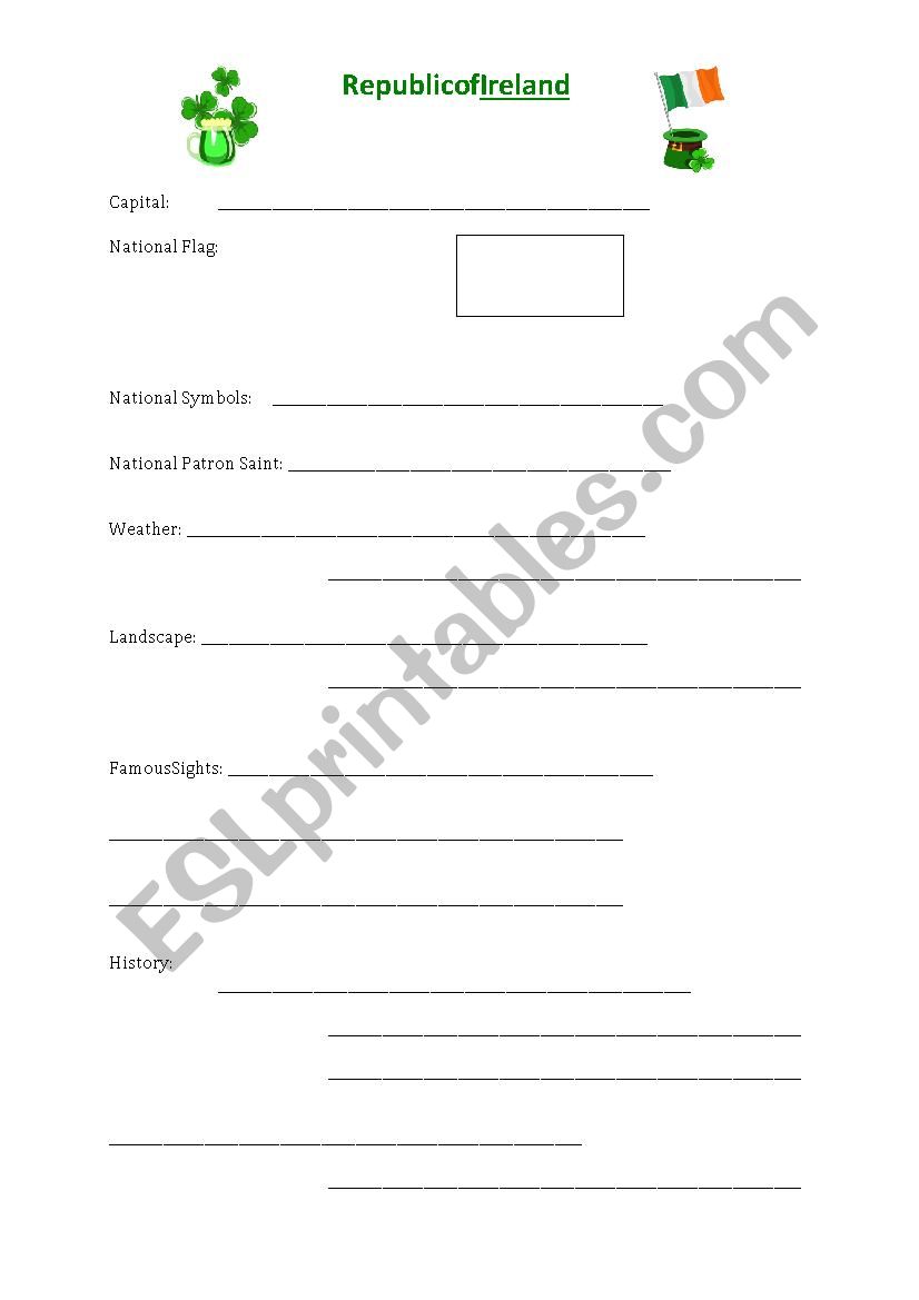 Fact Sheet Ireland worksheet