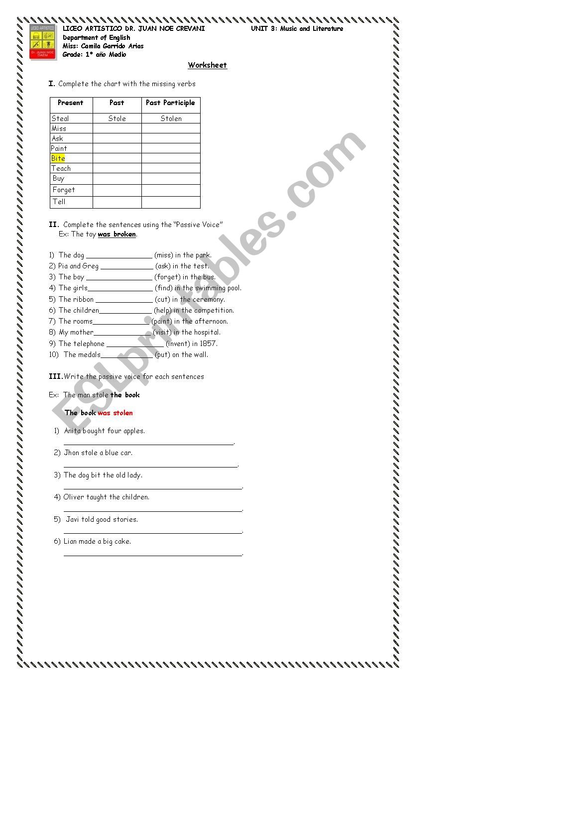 Passive Voice Past Simple worksheet