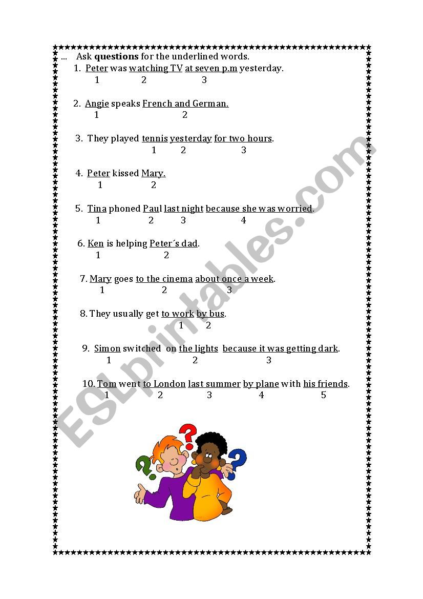 Ask questions worksheet