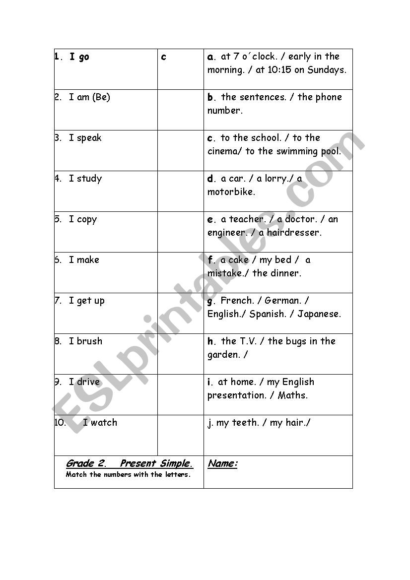 MAKE IT EASY PRESENT SIMPLE VOCABULARY