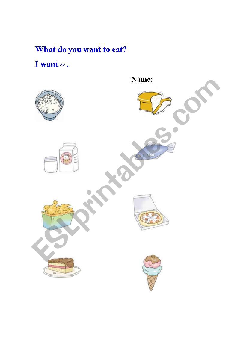 What do you want to eat? worksheet