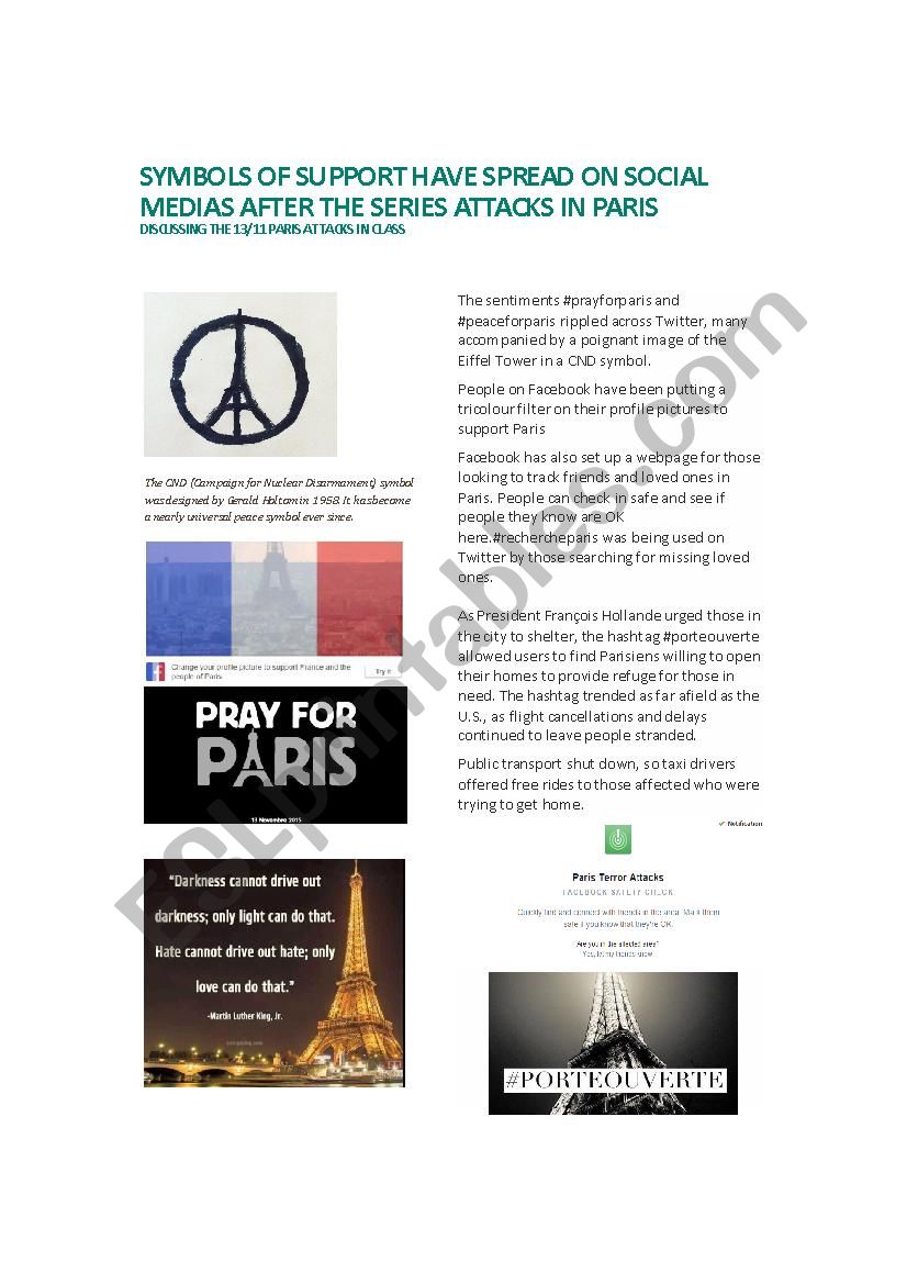 Discussing 13 November 2015 Paris Attacks in class