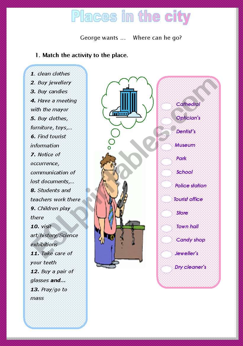 Places in the city 3 worksheet