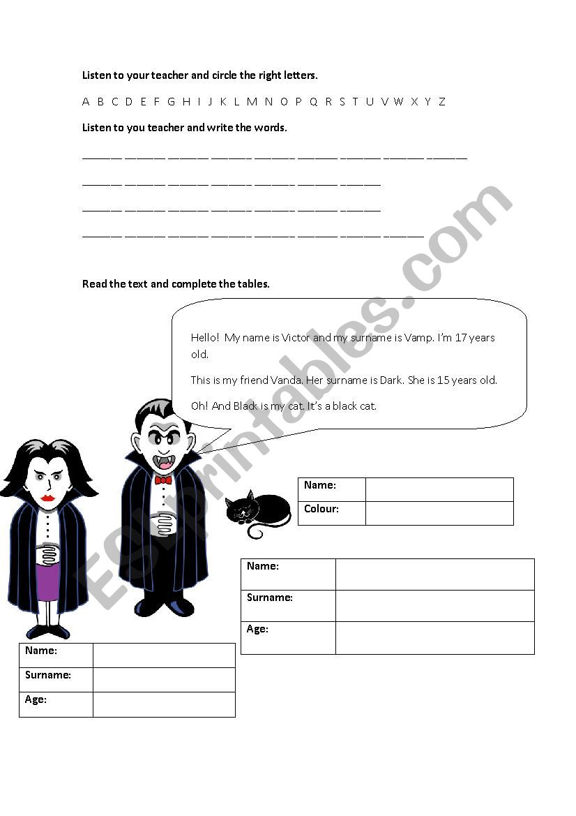 5th grade inicial test worksheet