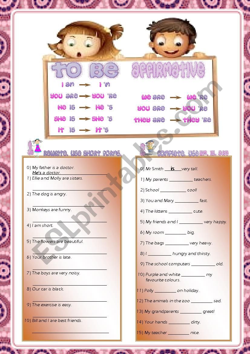 To Be - Affirmative worksheet