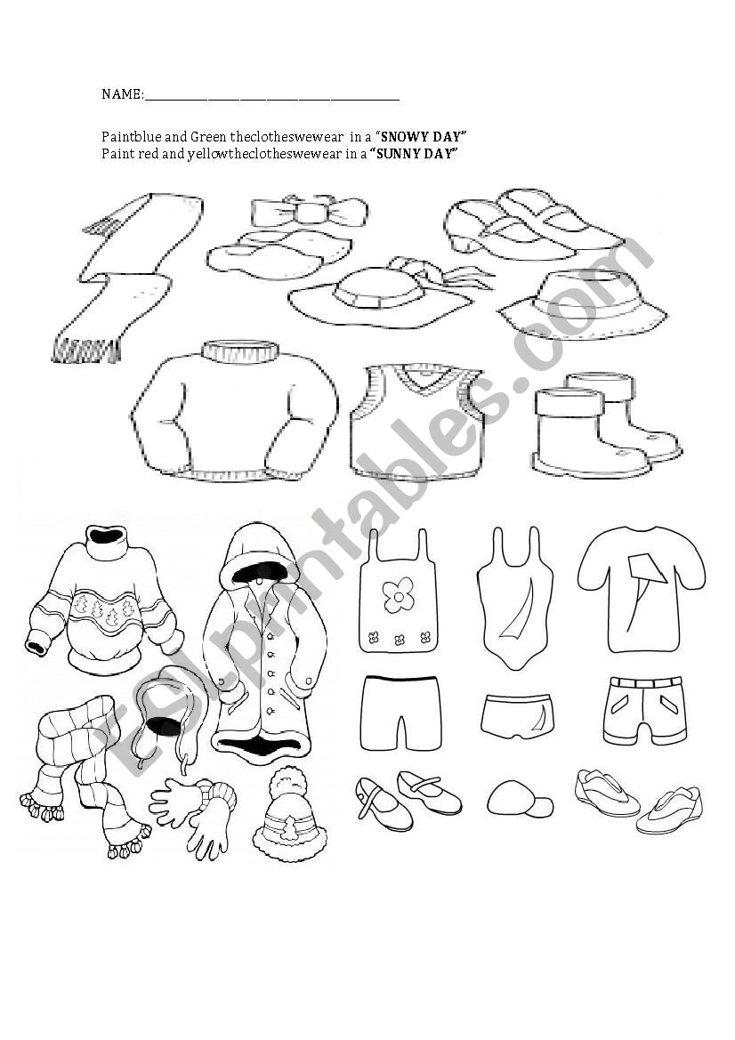 Clothes- weather worksheet