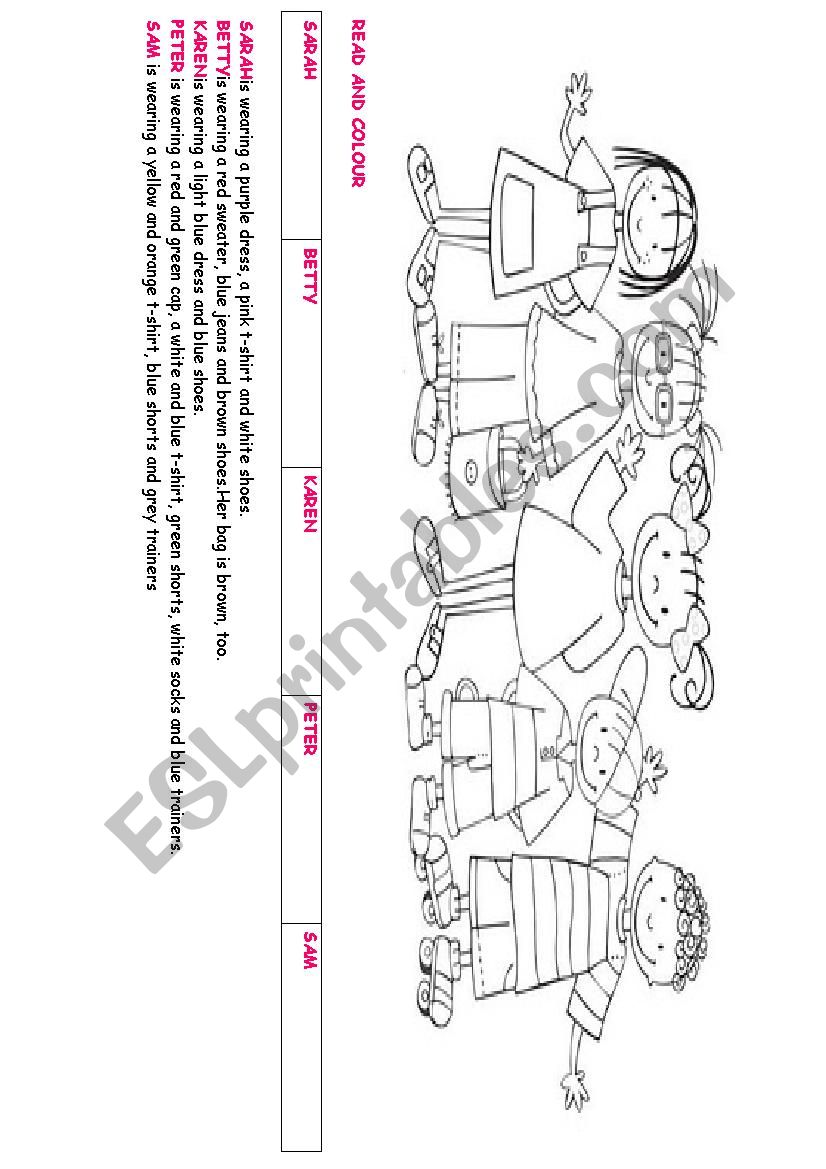 READ AND COLOUR worksheet