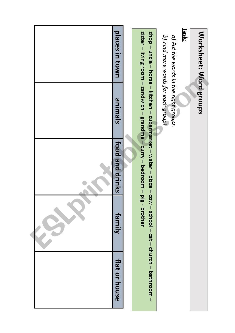 Word groups worksheet