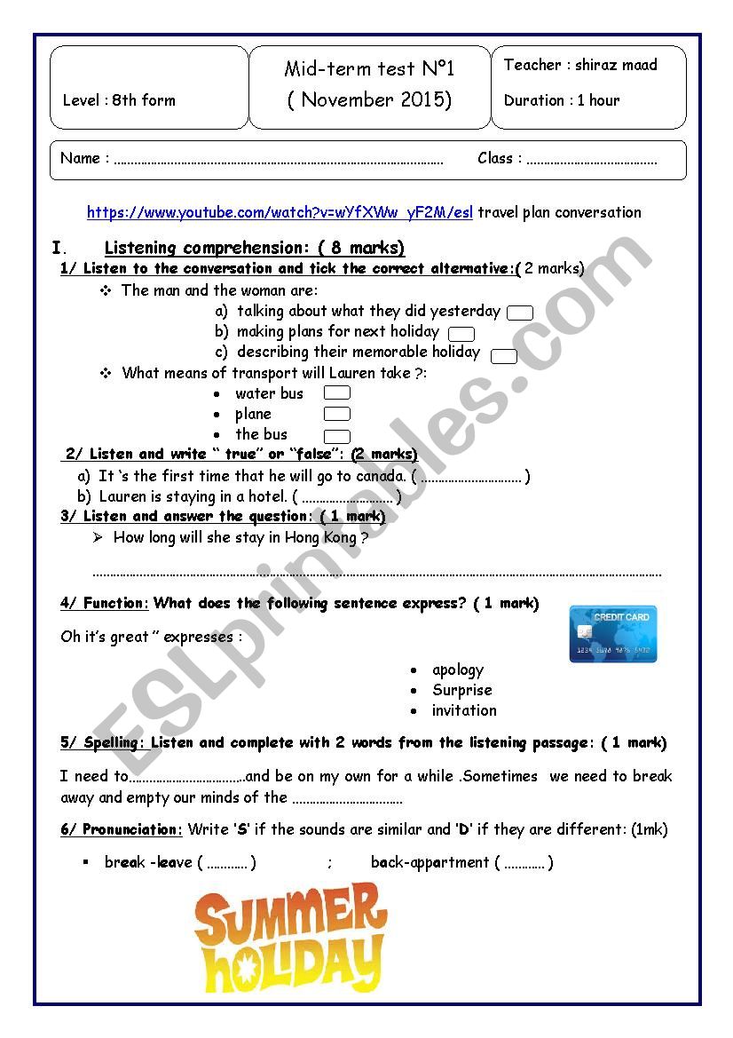 mid term test 1 worksheet