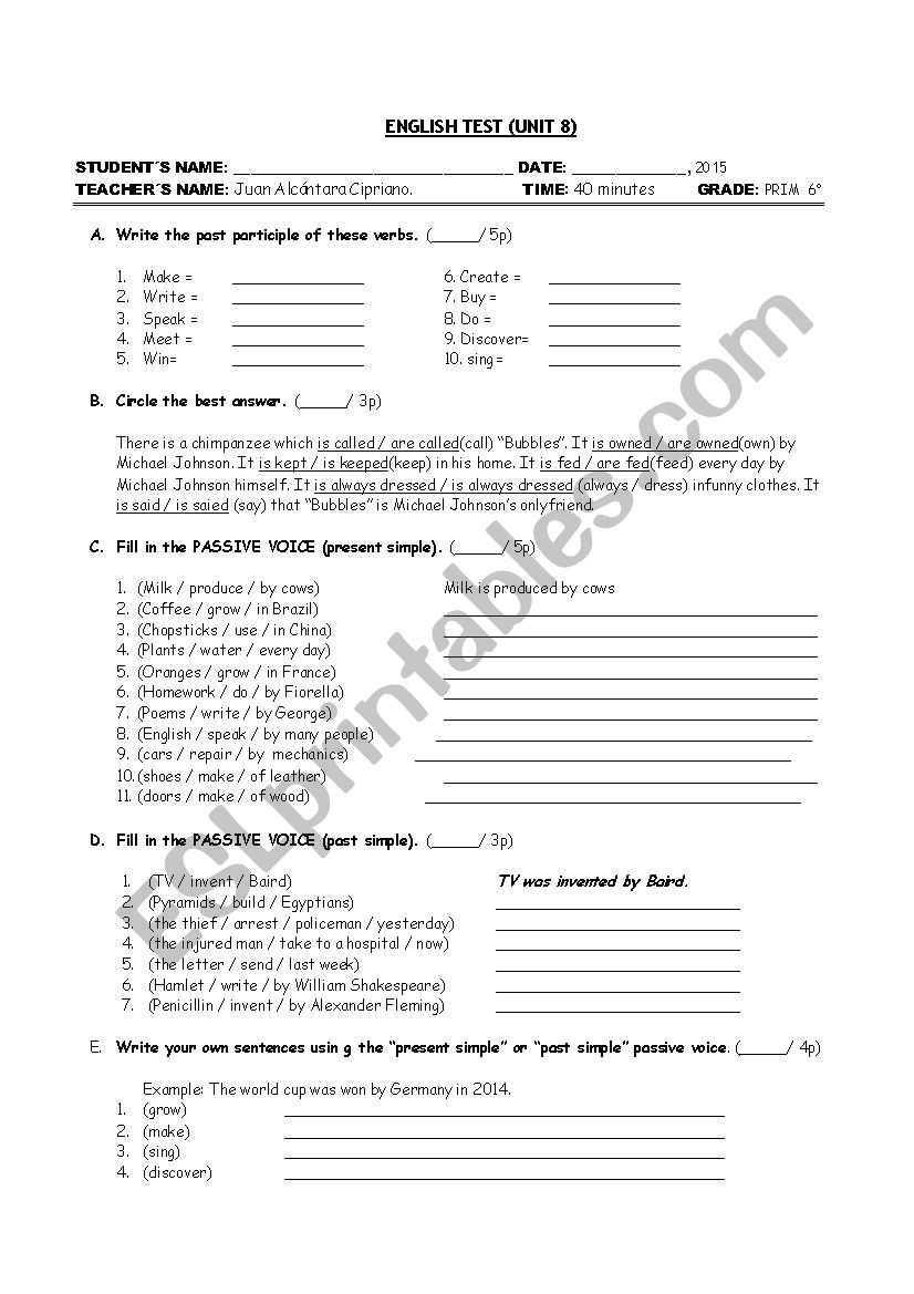 passive voice worksheet