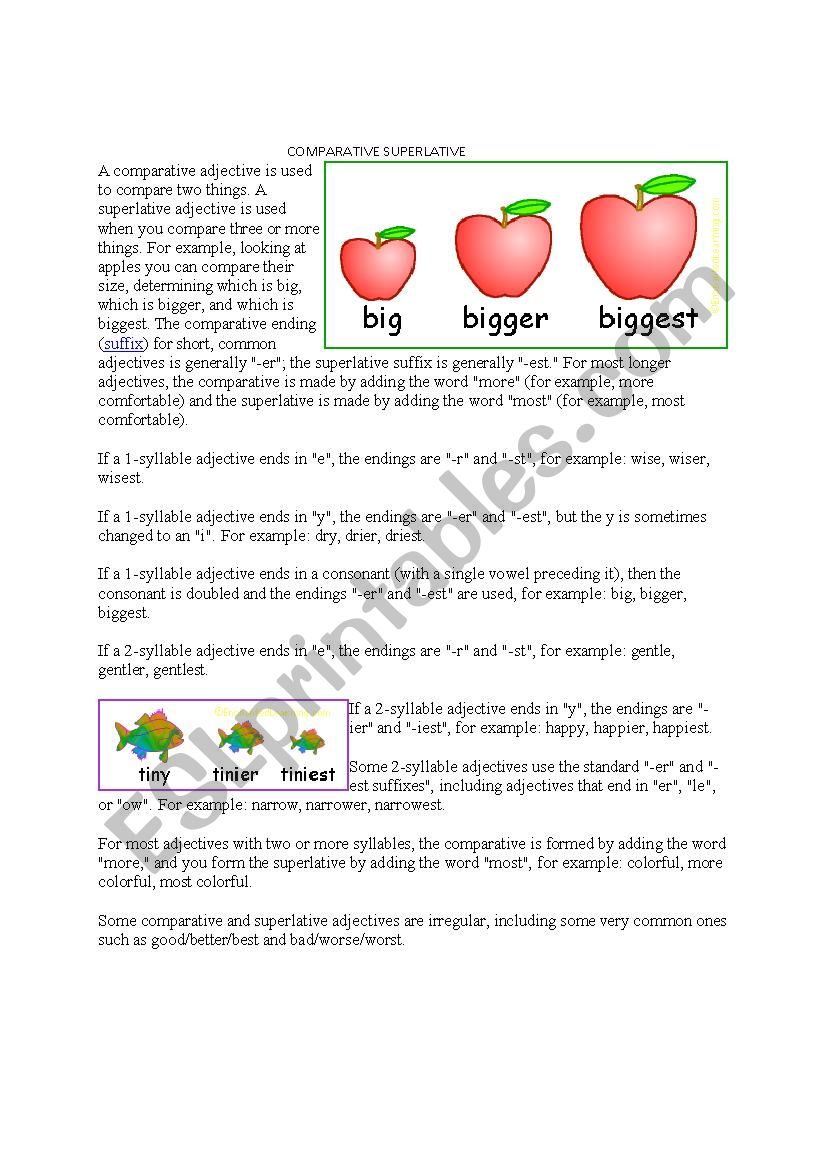 comparatives-superlatives worksheet