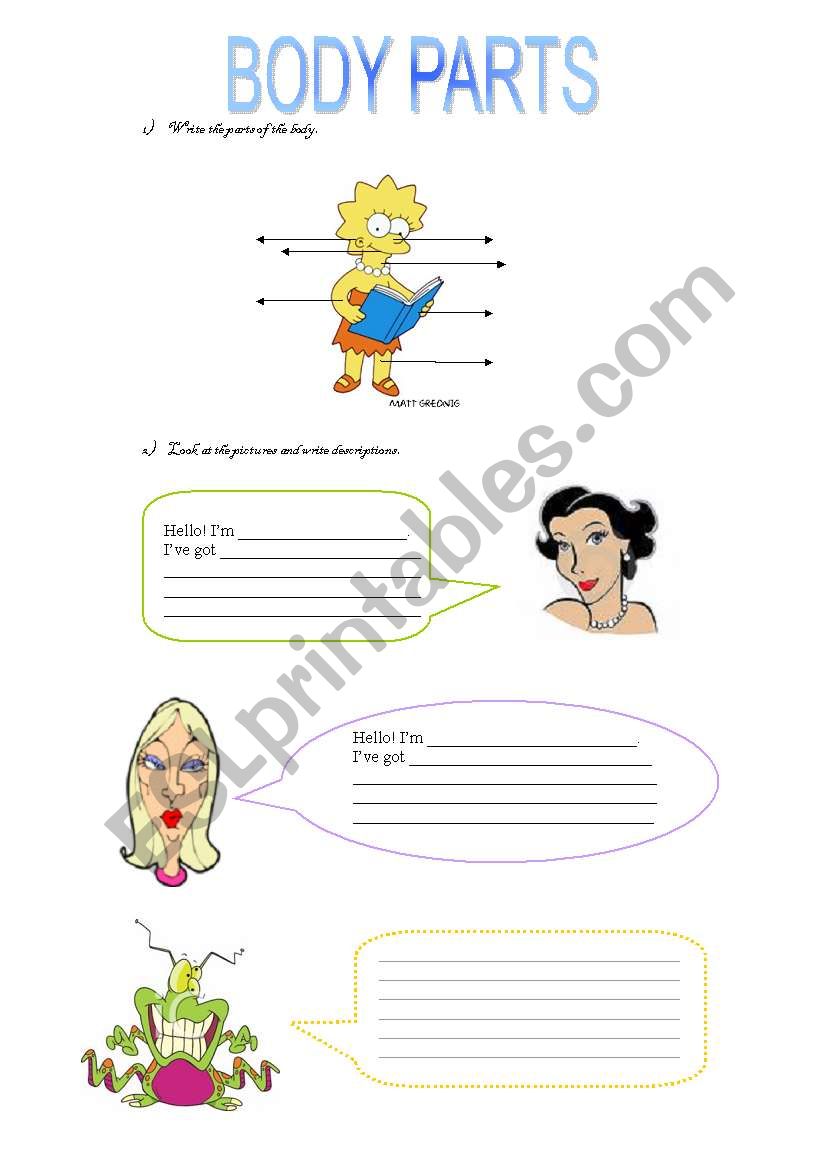 Parts of the body-Body Parts worksheet