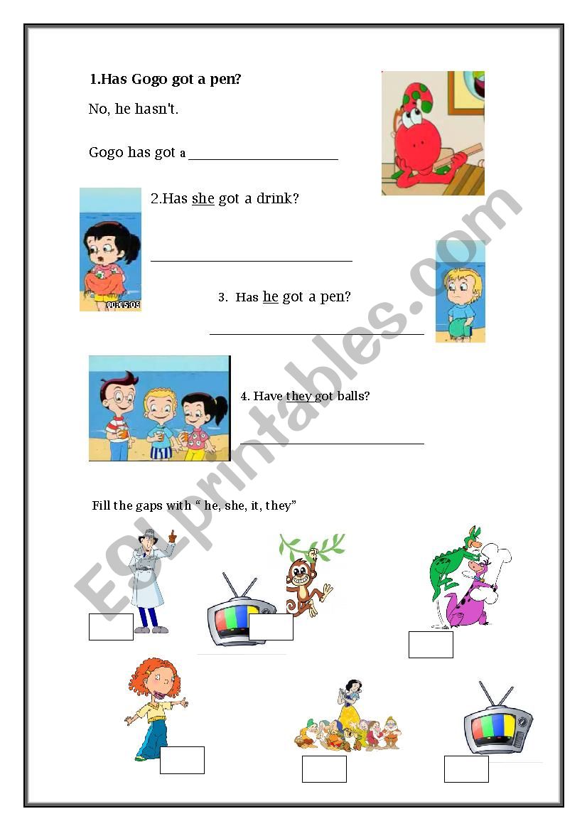 Gogo - has got worksheet