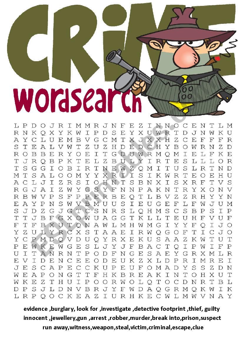Wordsearch Series 6-Crime wordsearch and other vocabulary exercises