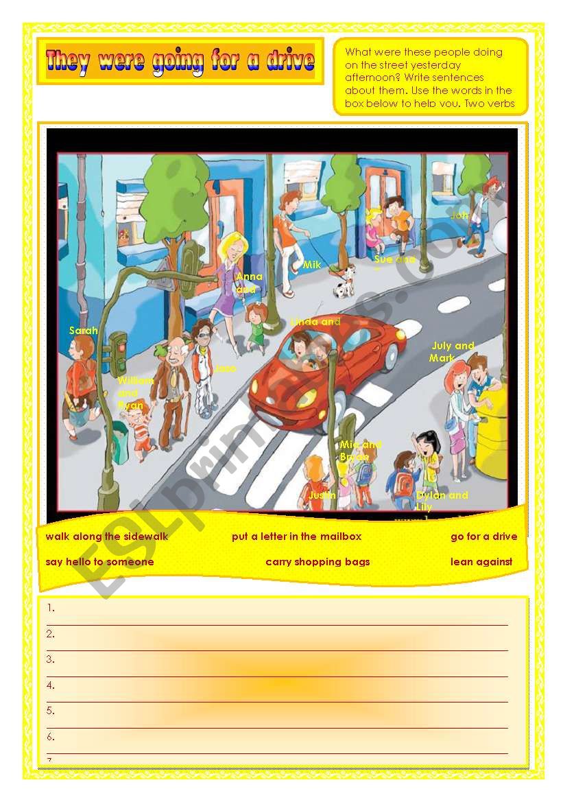 They were going for a drive worksheet