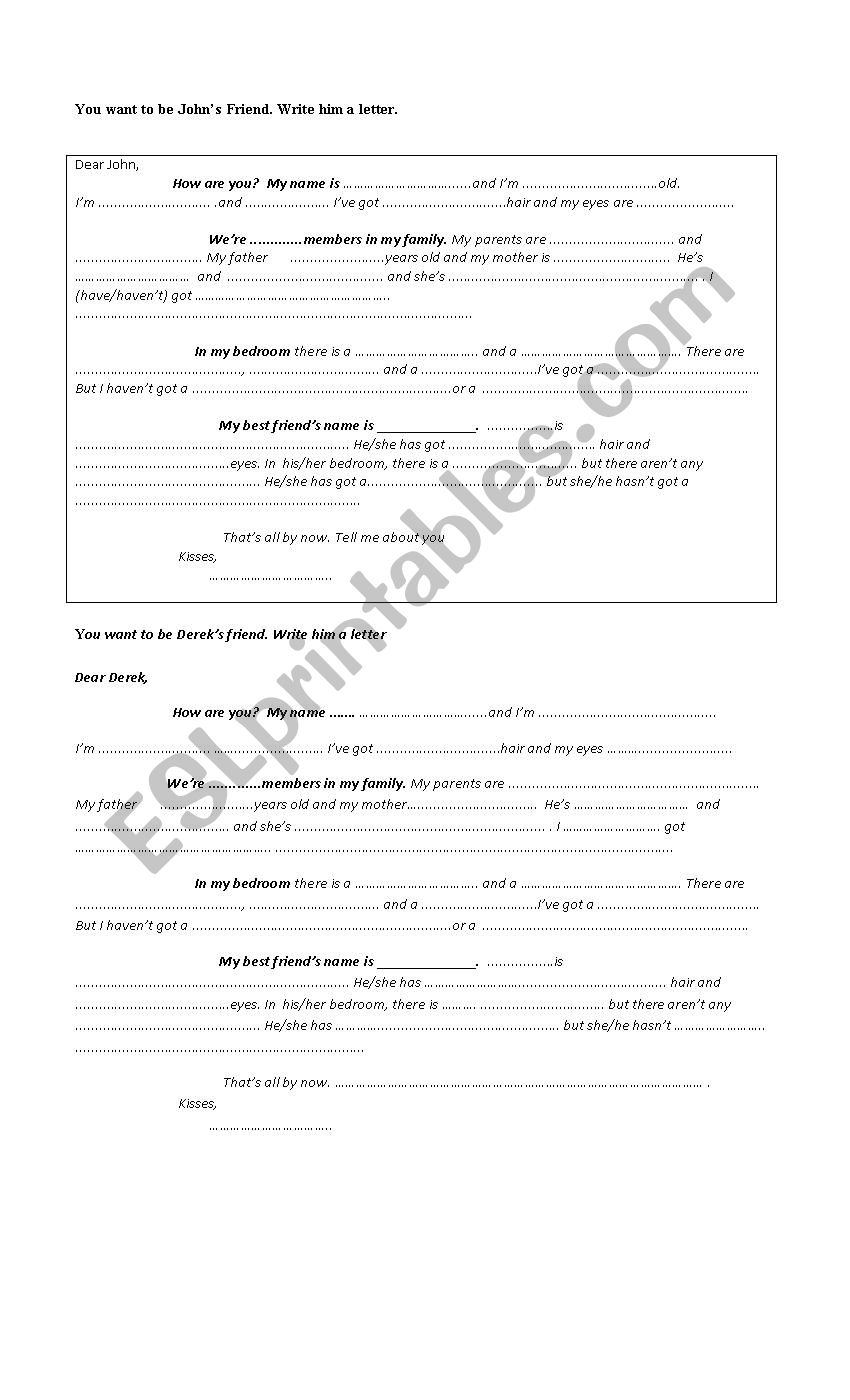 letter writing worksheet