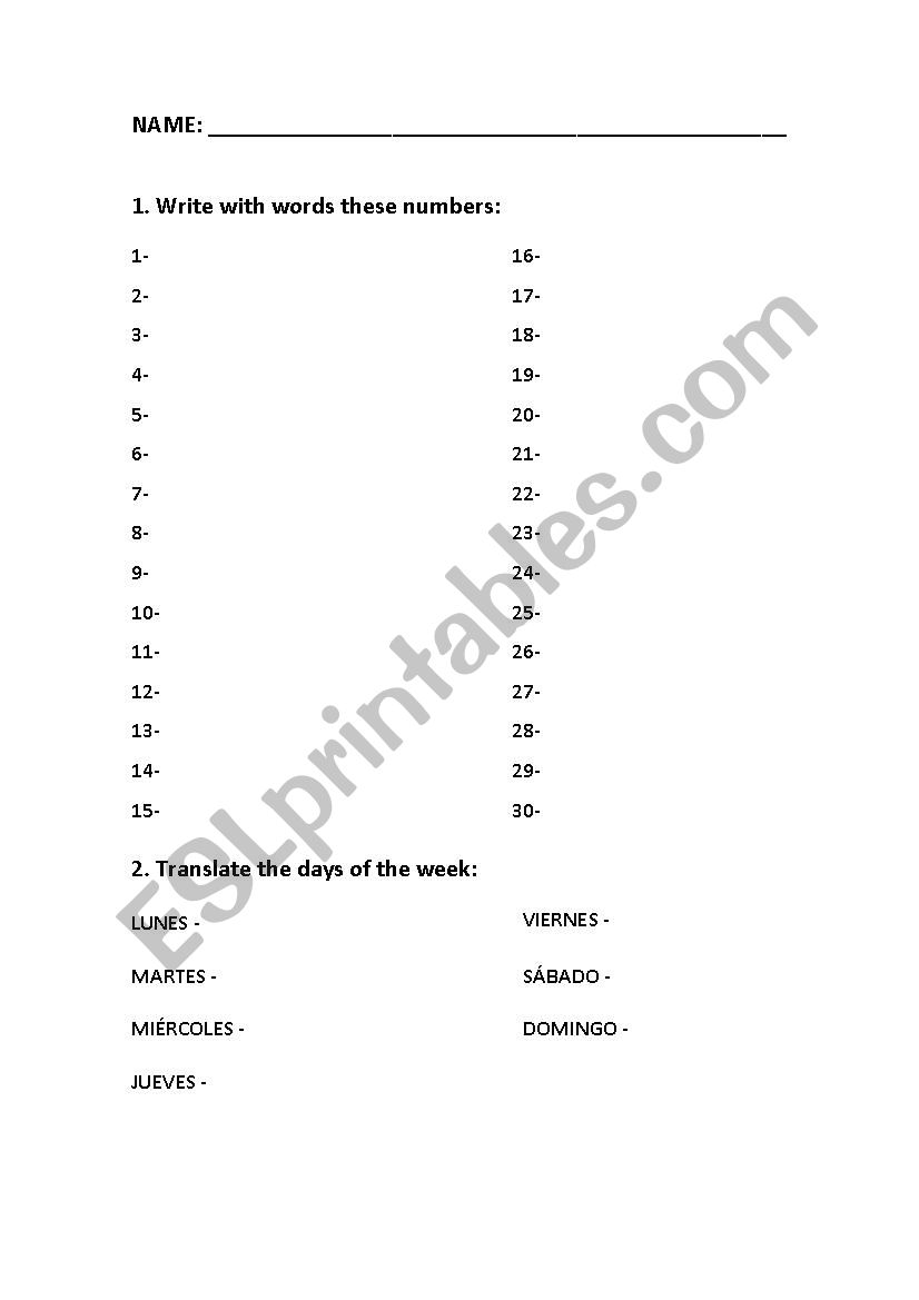 Numbers and autumn vocabulary worksheet