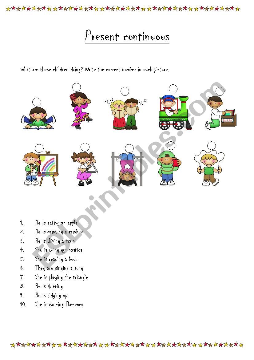 Present continuous worksheet