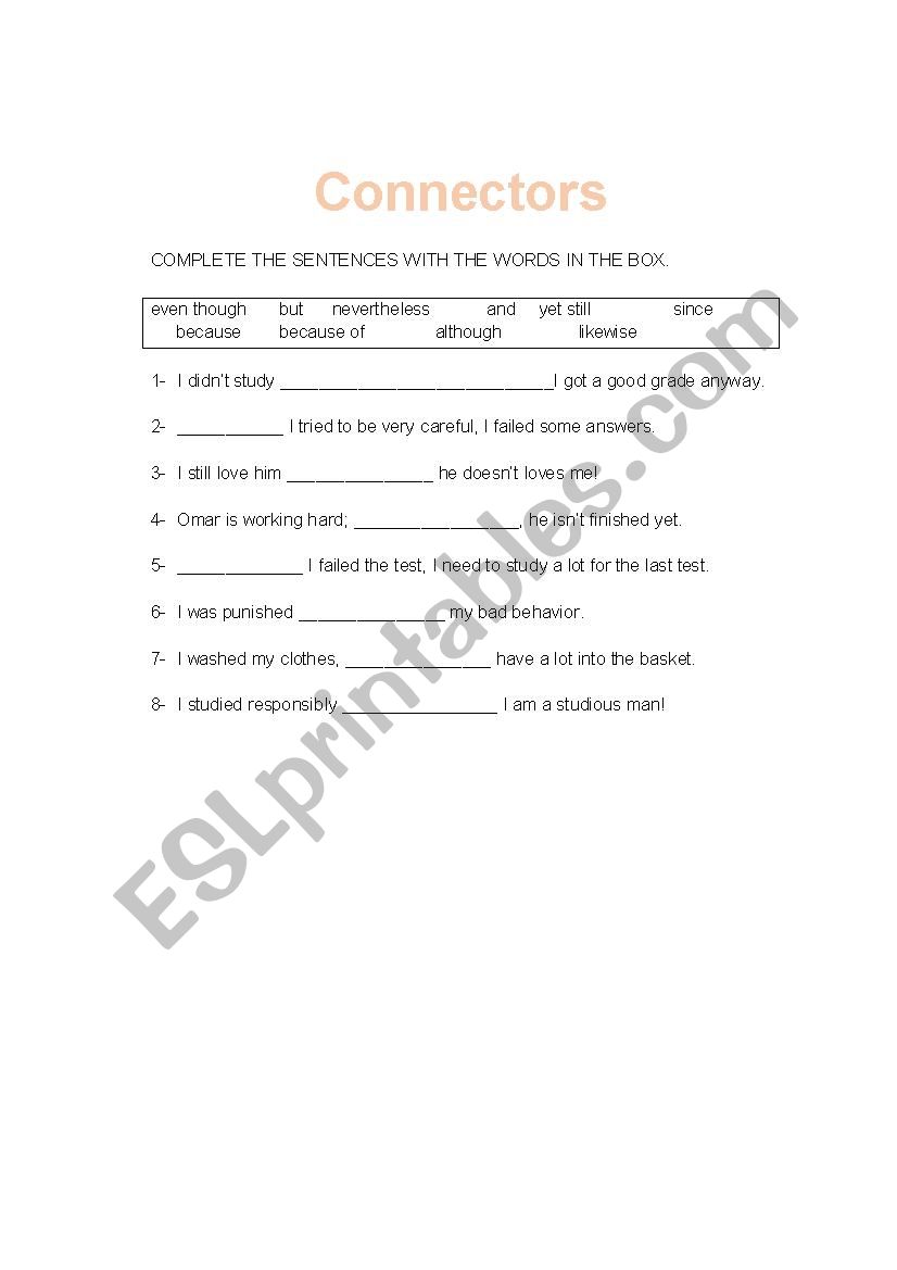 Conjunctions worksheet