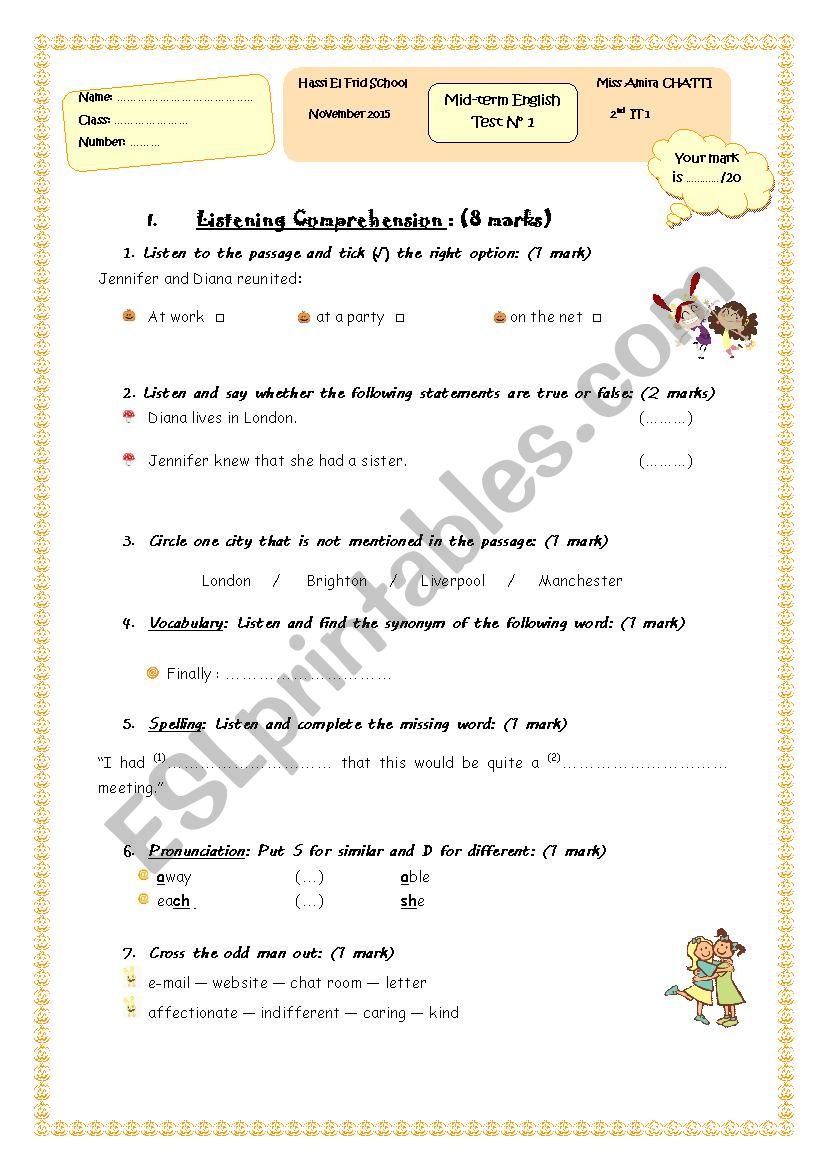 Mid-term Eng Test Second IT/Sc