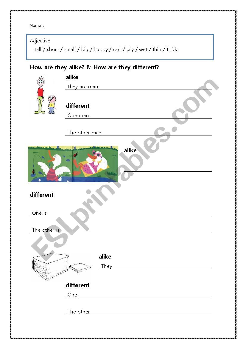 alike&different worksheet