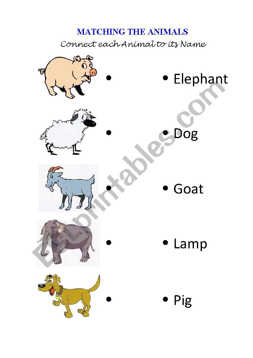 Matching Animals (2/6) - ESL worksheet by nqluu