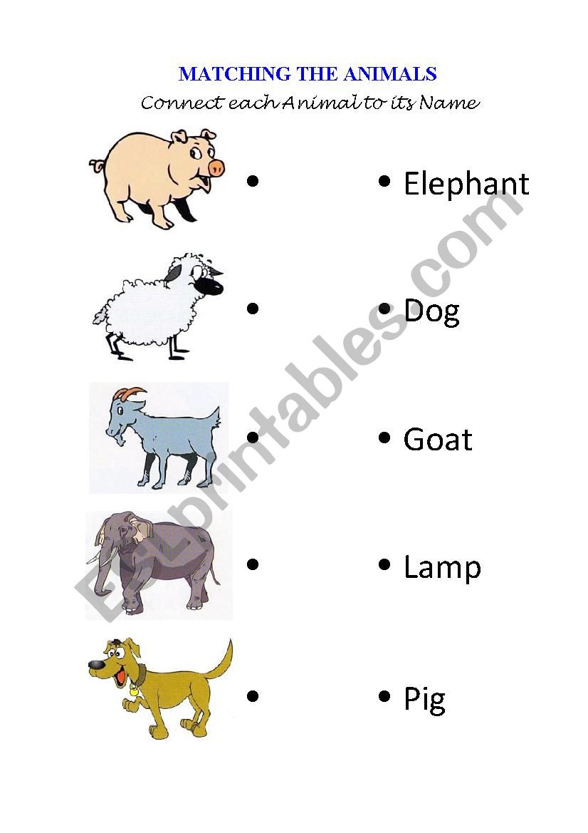 Matching Animals (2/6) worksheet