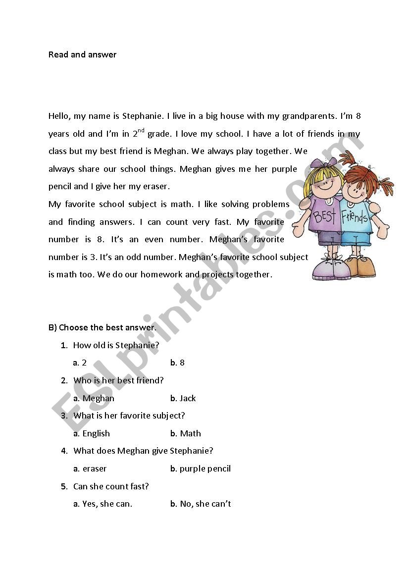 reading comprehension worksheet