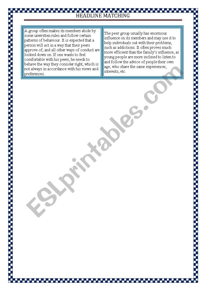 Peer pressure reading with key - ESL worksheet by Keyeyti