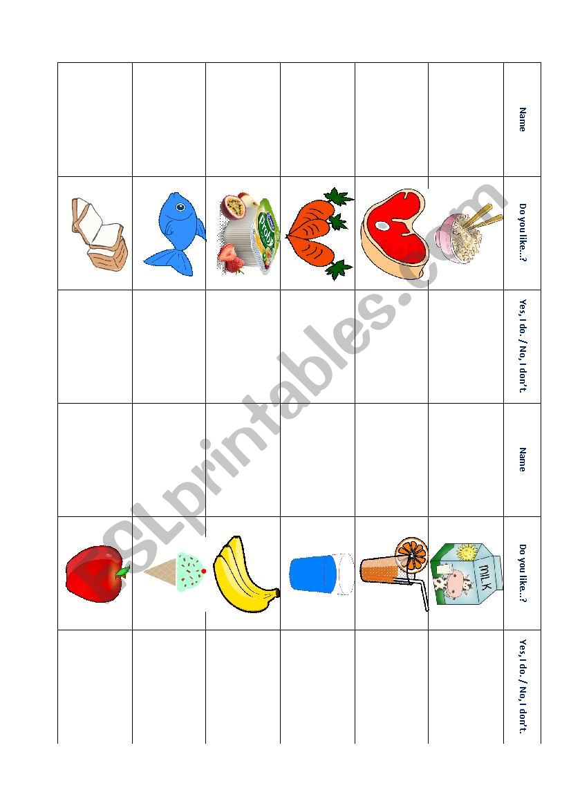 Food worksheet
