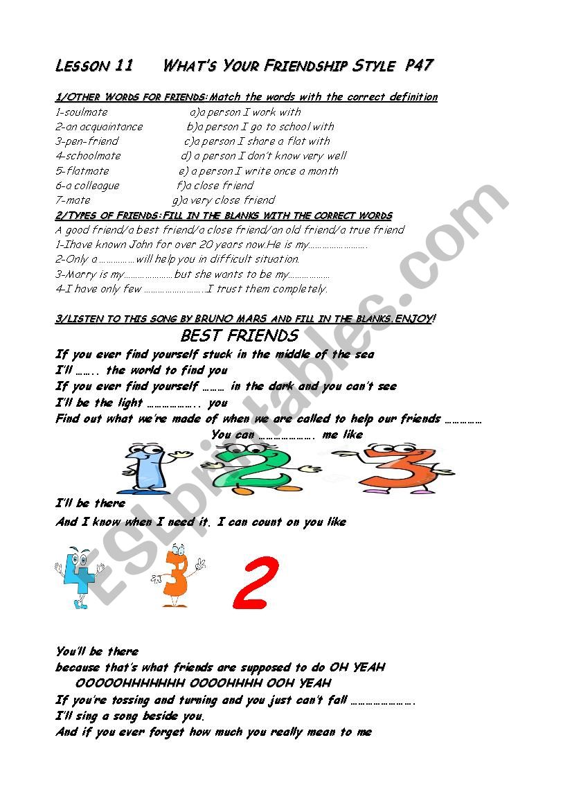 Best Friends worksheet