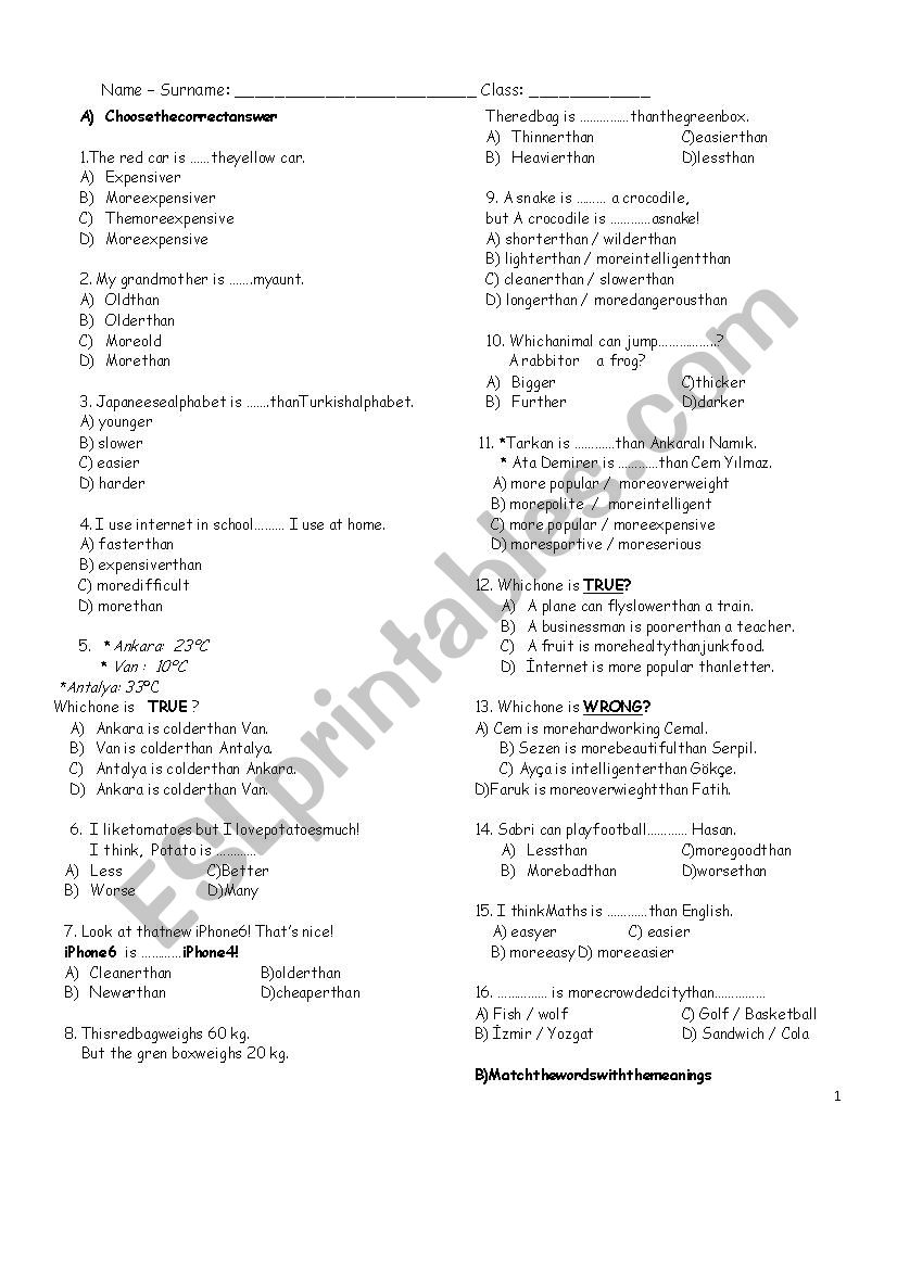 Worksheet for 7th grades worksheet