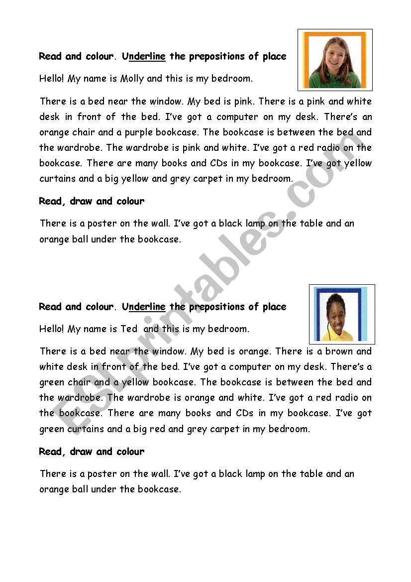bedrooms worksheet